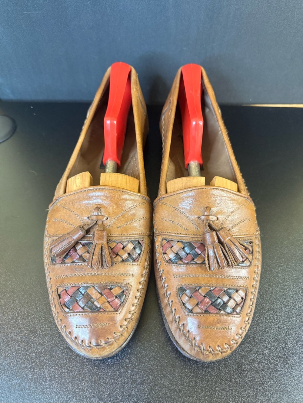 Men's Tan Leather Tassel Slip-On Loafers